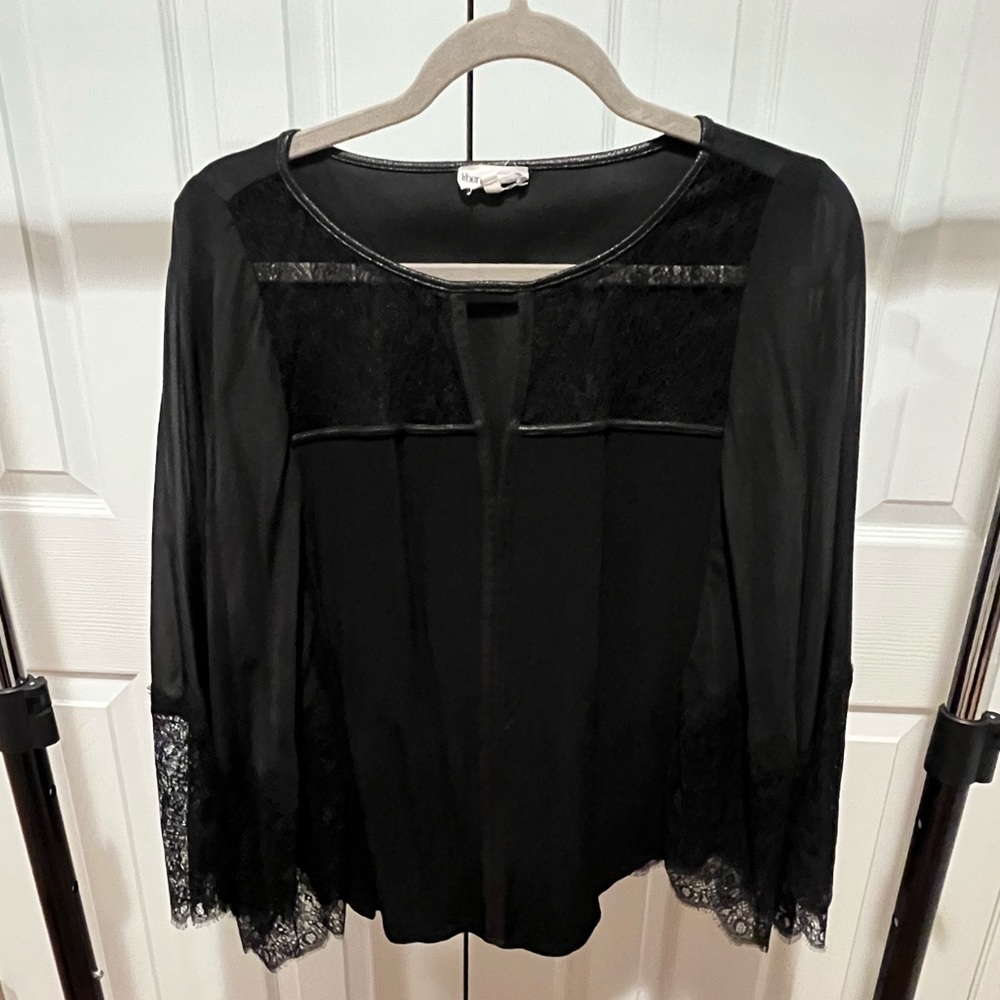 Liberty Garden black blouse with lace accents